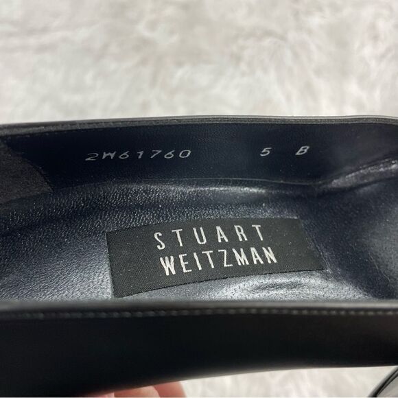 Stuart Weitzman Metallic Block Heel Square Toe Leather Shoes - Picture 8 of 8